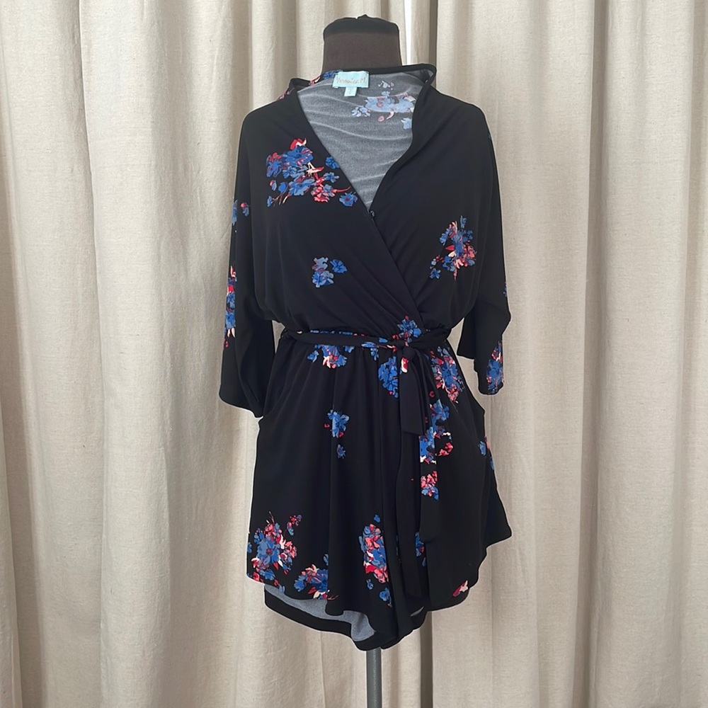 Black wrap front romper